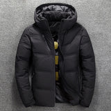 AKSR Men's Winter Down Jacket Coat White Duck Down Jackets with A Hood Thick Thermal Warm Outwear Puffy Jacket Doudoune Homme