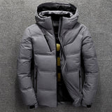 AKSR Men's Winter Down Jacket Coat White Duck Down Jackets with A Hood Thick Thermal Warm Outwear Puffy Jacket Doudoune Homme