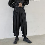 Men Japan Streetwear Punk Gothic Bandage Casual Harem Pant Male Vintage Hip Hop Wide Leg Trousers Stage Clothing Kimono Pant