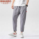 2020 Summer Men's Linen Trousers Hip Hop Jogging Ankle-Length Pants Solid color Breathable Fashion High quality Casual pants Men