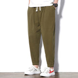 2020 Summer Men's Linen Trousers Hip Hop Jogging Ankle-Length Pants Solid color Breathable Fashion High quality Casual pants Men