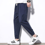 2020 Summer Men's Linen Trousers Hip Hop Jogging Ankle-Length Pants Solid color Breathable Fashion High quality Casual pants Men