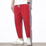 2020 Summer Men's Linen Trousers Hip Hop Jogging Ankle-Length Pants Solid color Breathable Fashion High quality Casual pants Men