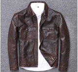 YR!Free shipping.sales.$99.99 cowhide jacket.mens genuine leather coat.vintage casual leather outwear.classic leather clothing