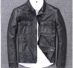 YR!Free shipping.sales.$99.99 cowhide jacket.mens genuine leather coat.vintage casual leather outwear.classic leather clothing