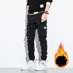 2020 New Fashion Winter Thick Fleece Warm Casual Pants Men Streetwear Multi-Pockets Cargo Jogger Pants