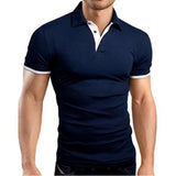 2019 New Summer  Mens Polo Shirt Short Sleeve Turn-over Collar Slim Tops Casual Breathable Solid Color Business Shirt